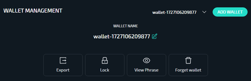 AsgardEX wallet management showing hardware wallet integration